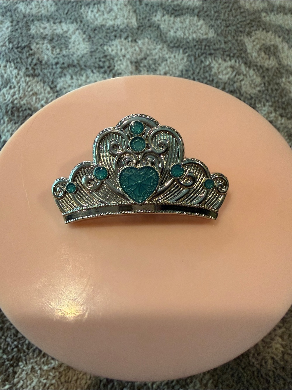 Disney Cinderella Silver Crown Trading Pin with Teal Heart Accent